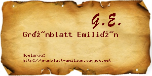 Grünblatt Emilián névjegykártya